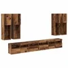 TV staliukas TV sieninio kabineto komplektas 7 pcs Senovinis medis