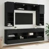 TV staliukas TV sieninio kabineto komplektas su LED 6 pcs Juodas Ąžuolas