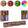 TV staliukas TV sieninio kabineto komplektas 7 pcs Senovinis medis