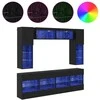 TV staliukas TV sieninio kabineto komplektas su LED 6 pcs Juodas Ąžuolas