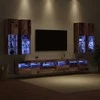 TV staliukas TV sieninio kabineto komplektas 7 pcs Senovinis medis