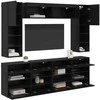TV staliukas TV sieninio kabineto komplektas su LED 6 pcs Juodas Ąžuolas
