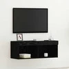 TV staliukas TV spintelių komplektas su LED Juodas ąžuolas 80 x 30 x 30 cm