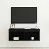 TV staliukas TV spintelių komplektas su LED Juodas ąžuolas 80 x 30 x 30 cm