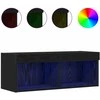 TV staliukas TV spintelių komplektas su LED Juodas ąžuolas 80 x 30 x 30 cm