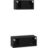 TV staliukas TV spintelių komplektas 2 pcs Juodas ąžuolas Apdirbta mediena