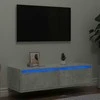 TV staliukas TV spintelė su LED apšvietimu, betono pilka, 100X35,5x25 cm