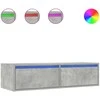 TV staliukas TV spintelė su LED apšvietimu, betono pilka, 100X35,5x25 cm