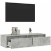 TV staliukas TV spintelė su LED apšvietimu, betono pilka, 100X35,5x25 cm