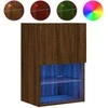 TV staliukas TV spintelė su LED lemputėmis, ruda ąžuolo, 40,5x30x60cm