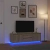 TV staliukas TV spintelė su LED lemputėmis, ąžuolo spalvos, 160,5x41x50 cm
