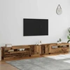 TV staliukas TV spintelė su LED lemputėmis, senovinė mediena, 300x35x40cm, inžinerinė mediena