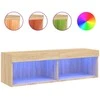 TV staliukas TV spintelė su LED lemputėmis, ąžuolo spalvos, 100x30x30cm