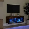 TV staliukas TV spintelė su LED lemputėmis, dūminio ąžuolo, 80x30x30cm