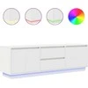 TV staliukas TV spintelė su LED lemputėmis, baltos spalvos, 160,5x41x50 cm