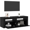 TV staliukas TV spintelė su LED lemputėmis, juodo ąžuolo spalvos, 120x35x40cm, inžinerinė mediena