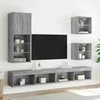 TV staliukas TV spintelė su LED lemputėmis, pilka ąžuolo, 40,5x30x102cm