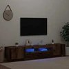 TV staliukas TV spintelė su LED lemputėmis, senovinė mediena, 200x35x40cm, inžinerinė mediena