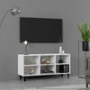 TV staliukas TV spintelė su metalinėmis kojelėmis, balta, 103,5x30x50cm