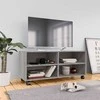 TV staliukas TV spintelė su ratukais, pilka ąžuolo, 90x35x35cm, mediena