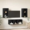 TV staliukas TV spintelių komplektas 3 pcs Juodas ąžuolas Apdirbta mediena