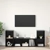 TV staliukas TV spintelių komplektas 3 pcs Juoda Apdirbta mediena