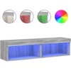 TV staliukas TV spintelės su LED, 2vnt., pilkos ąžuolo, 60x30x30cm