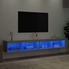 TV staliukas TV spintelės su LED, 2vnt., pilkos ąžuolo, 100x30x30cm