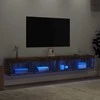 TV staliukas TV spintelės su LED, 2vnt., dūminio ąžuolo, 100x30x30cm