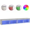 TV staliukas TV spintelės su LED, 2vnt., pilkos ąžuolo, 100x30x30cm