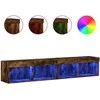 TV staliukas TV spintelės su LED, 2vnt., dūminio ąžuolo, 80x30x30cm
