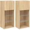 TV staliukas TV spintelės su LED lemputėmis, 2vnt., ąžuolo, 40,5x30x90cm