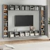TV staliukas TV spintelių komplektas, 10 dalių, pilkas ąžuolo, mediena