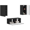 TV staliukas TV spintelių komplektas 2 pcs Juoda Apdirbta mediena
