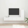 TV staliukas TV spintelių komplektas 3 pcs Balta Apdirbta mediena