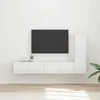 TV staliukas TV spintelių komplektas 3 pcs Aukštai blizganti balta