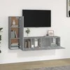 TV staliukas TV spintelių komplektas, 3 dalių, pilkas ąžuolo, mediena