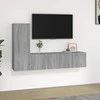 TV staliukas TV spintelių komplektas, 3 dalių, pilkas ąžuolo, mediena