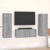 TV staliukas TV spintelių komplektas, 3 dalių, pilkas ąžuolo, mediena
