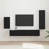 TV staliukas TV spintelių komplektas 4 pcs Juoda Apdirbta mediena