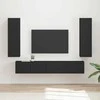 TV staliukas TV spintelių komplektas 3 pcs Juoda Apdirbta mediena