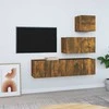 TV staliukas TV spintelių komplektas, 4 dalių, dūminio ąžuolo, mediena