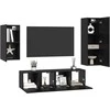 TV staliukas TV spintelių komplektas 4 pcs Juodas ąžuolas Apdirbta mediena