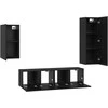 TV staliukas TV spintelių komplektas 4 pcs Juodas ąžuolas Apdirbta mediena