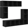 TV staliukas TV spintelių komplektas 4 pcs Juodas ąžuolas Apdirbta mediena