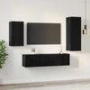TV staliukas TV spintelių komplektas 4 pcs Juodas ąžuolas Apdirbta mediena