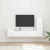 TV staliukas TV spintelių komplektas 4 pcs Aukštai blizganti balta