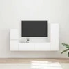 TV staliukas TV spintelių komplektas 4 pcs Aukštai blizganti balta