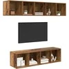 TV staliukas TV spintelių komplektas 4 pcs Senovinis medis Apdirbta mediena