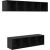 TV staliukas TV spintelių komplektas 4 pcs Juodas ąžuolas Apdirbta mediena